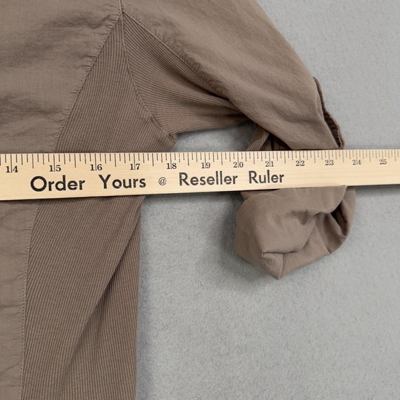 James Perse Shirt Womens 4 Beige Cotton Ribbed Surplus Roll Tab Sleeve Utility - Picture 12 of 14
